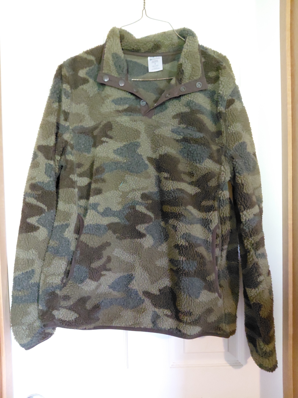 Alpine Sherpa Quarter Snap Pullover Mens Size M Camo Green Members Mark Jacket